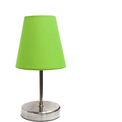 Lampe de table WHT Mini Basic Nickel sable avec abat-jour en tissu, blanc
