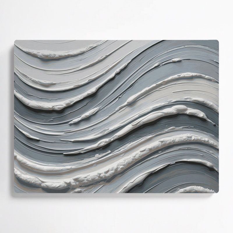 Horizontale rayée, nuage, gris, blanc, gris, métal, art mural, H 11 po x l 14 po