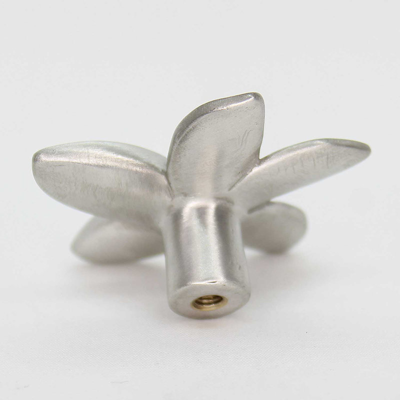 2" Plumeria Flower Medium Knob, Brushed Nickel, 1.75" L x 1.75" W, 2