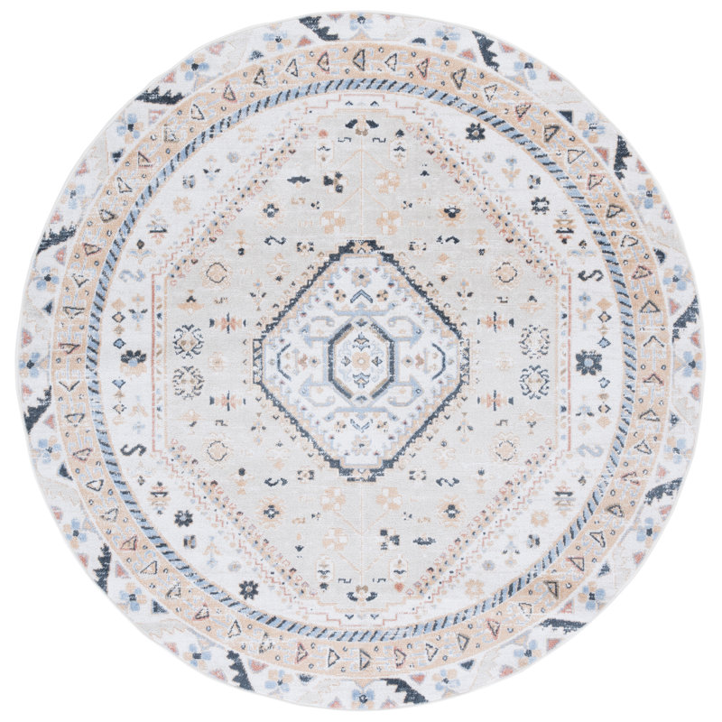 Washable Oriental Indoor Rug, Round 6'7"