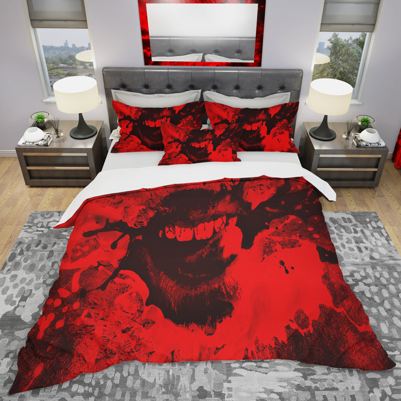 Ensemble de housse de couette moderne et contemporaine en microfibre rouge