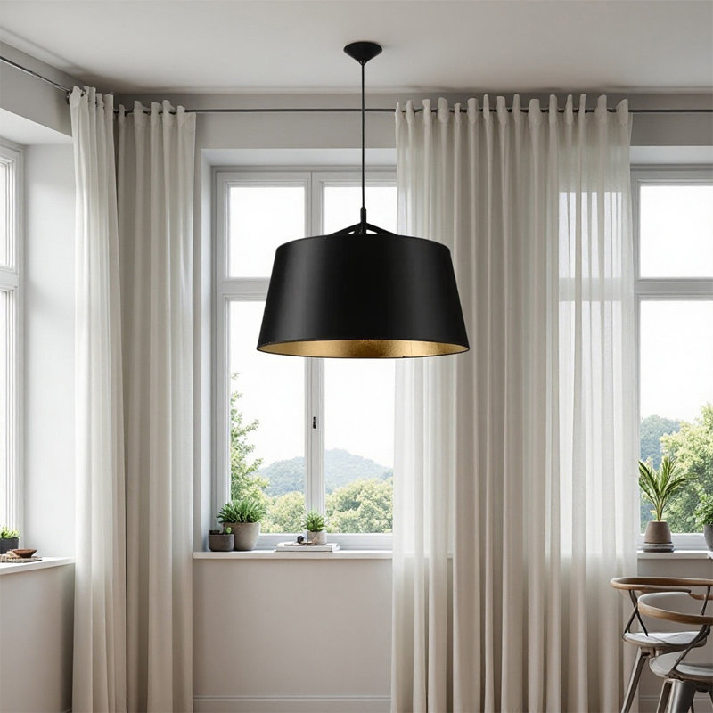 Lustre nordique minimaliste en fer et tissu, 15.7" H x 23.62" W x 23.62" D