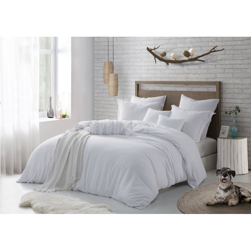 Super Soft Crinkle Washed Microfiber Duvet Cover Set, Twin/Twin XL Duvet Cover + 1 Pillowcase, White