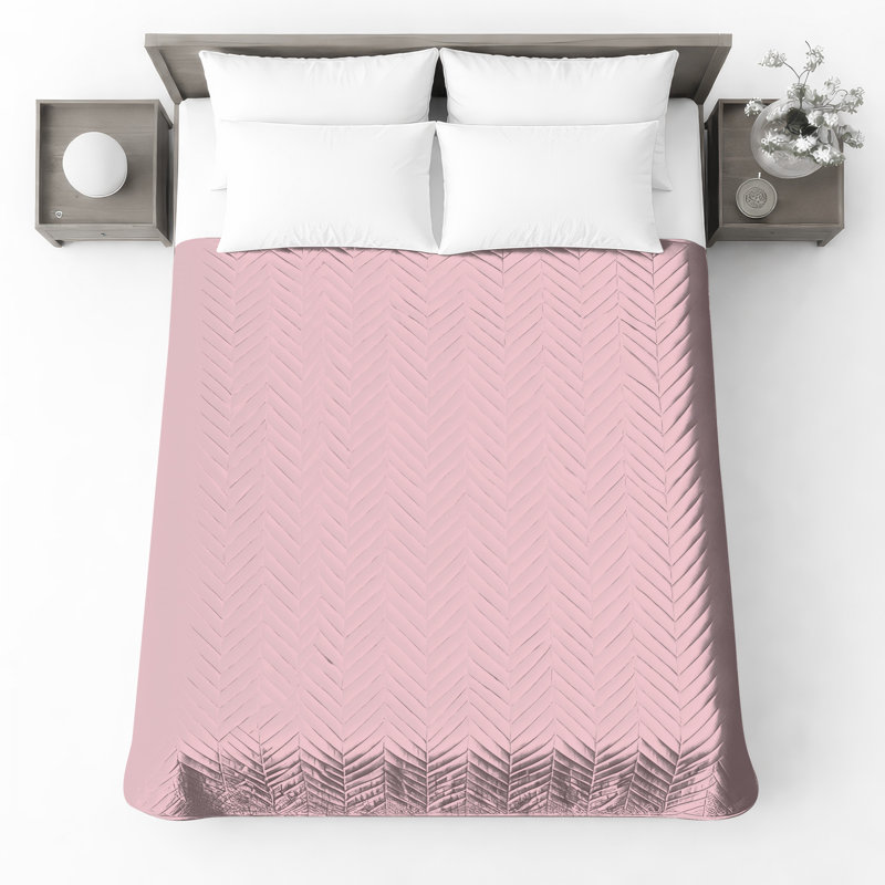 Solid Pink Background Quilted Bedspread All Sizes, Queen