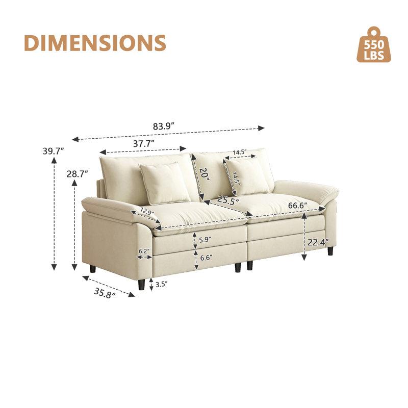 Chenier Double Sofa, White