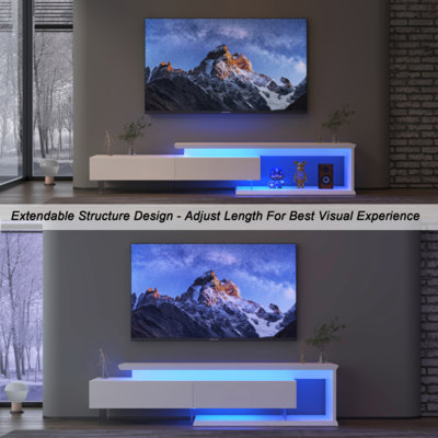 TV Console With Storage Cabinets, Extendable LED TV Stand With Remote Control, Multiple Modes Changing Lights Modern Entertainment Center With Chamfer -  Ivy Bronx, 0E7879E6FE5E4C4FA97AAE80F3A7E204