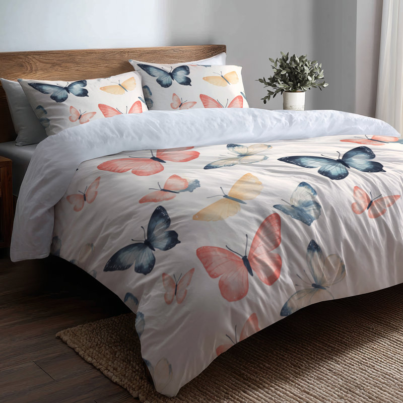 Soft Butterflies Bedding, King Comforter + 3 Additional Pieces