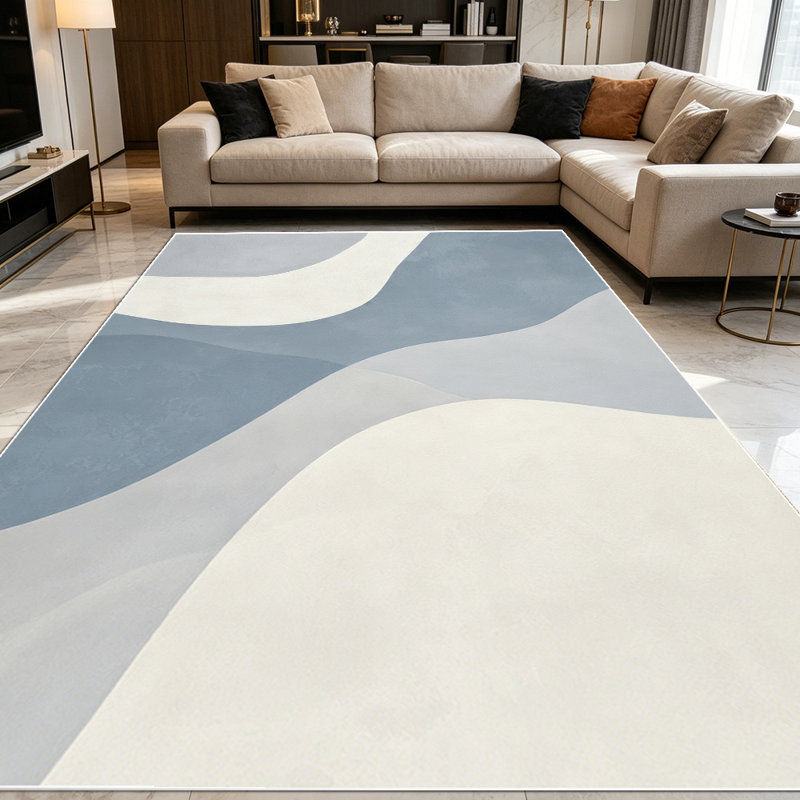 1PC Abstract Minimalist Wavy Neutral Pastel Tone area rugs for Living Room, Soft and Comfortable, Suitable for all seasons, easy-to-maintain, machine washable Indoor floor mat, Under Table Farmhouse suitable for Dining Room, Bedroom, Entryway,