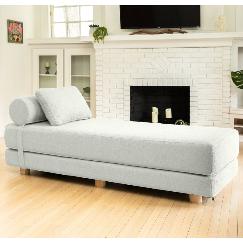 Méridienne escamotable avec lit de jour Amala , Boucle blanc