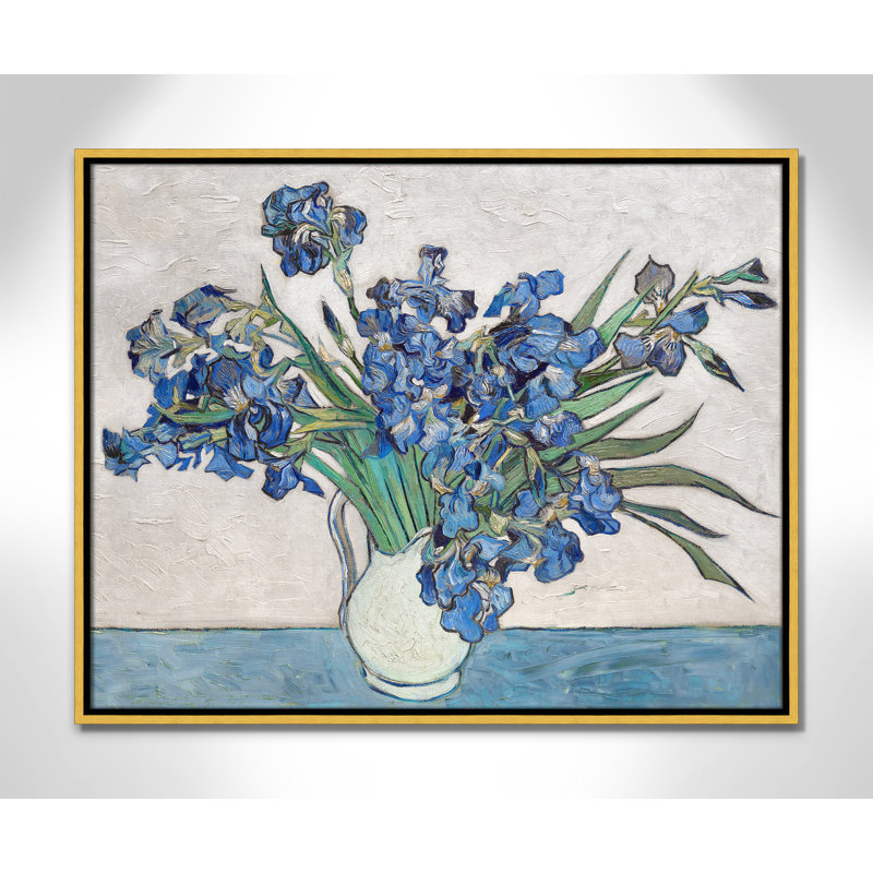 Imprimé iris bleu par Vincent Van Gogh, H 29,5 po x l 23,5 po, Cadre flottant doré, Pas de tapis