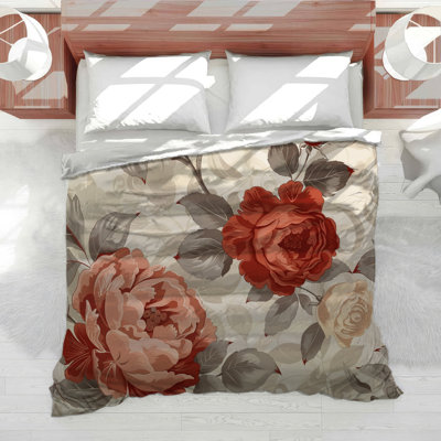 Floral Arrangement Cotton Blend Comforter