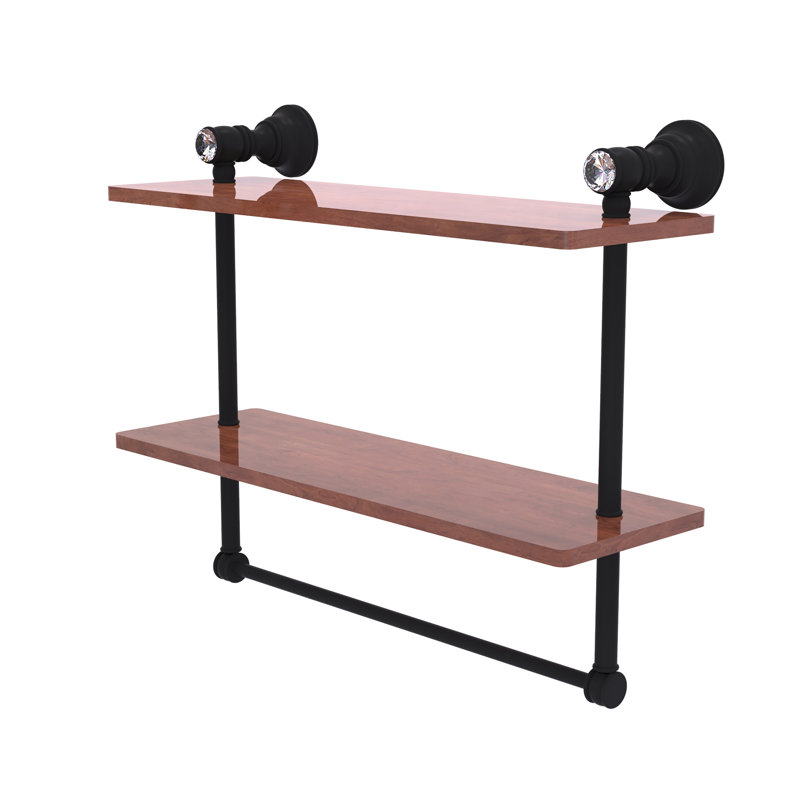 Étagère murale double en cristal Freyja, H 5,54 po x l 16 po x P 9,5 po, Noir mat