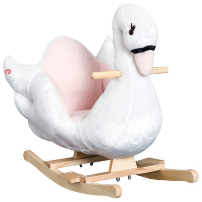 Kara Kids Rocking Horse Plush for Toddler 18 Months +, White and Pink