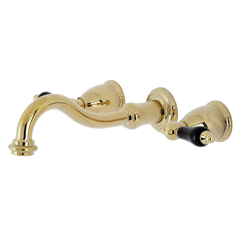 Kingston Brass Duchess Two-Handle Wall Mount Bathroom Faucet, Polished Brass
