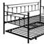 Lit de jour moderne noir avec lit gigogne - construction en métal pour la fiabilité, chambre à coucher avec solution d'espace, calme et stable, assemblage facile inclus, fonctionne avec divers matelas, chambre à coucher avec poids limité de 250/350 lb