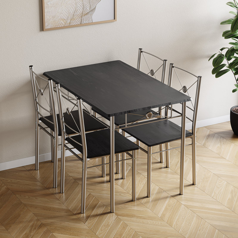 Adalat 4 - Person Dining Set, Silver, Black
