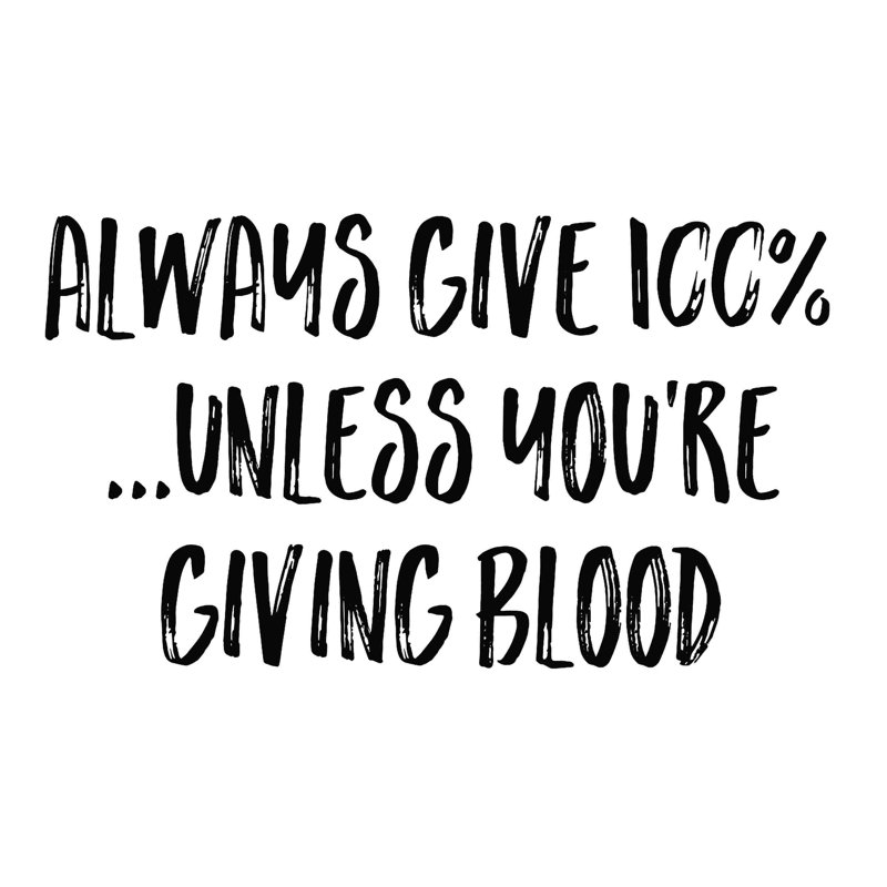 «Giving Blood», art textuel sur toile tendue, H 12 po x l 12 po