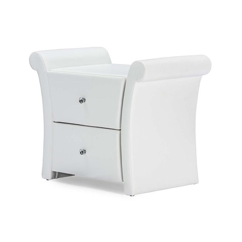 Table de chevet 2 tiroirs Caden, Blanc