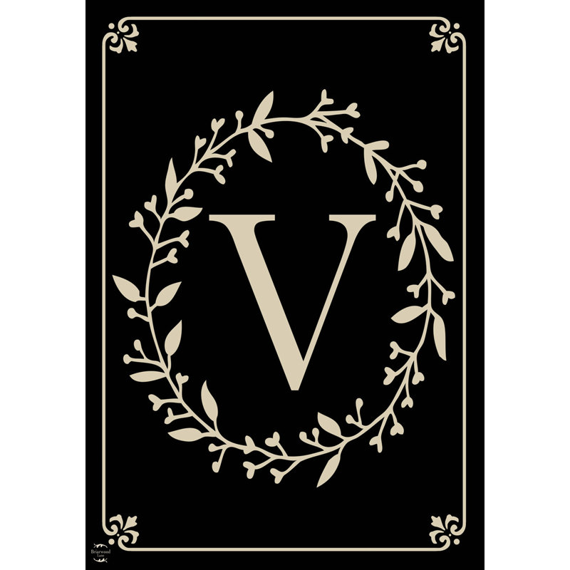 Drapeau de jardin Briarwood Lane, monogramme classique, lettre V