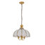 Lustre suspendu vintage à 3 lumières en verre avec abat-jour floral festonné, finition dorée