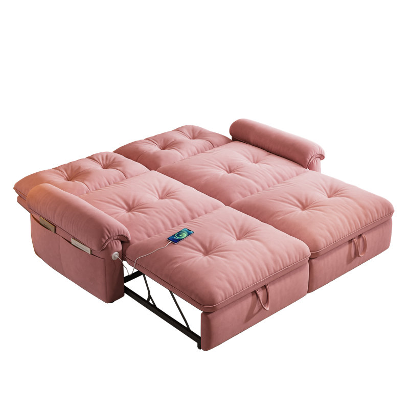 Canapé convertible de 77 po de largeur avec dossier réglable, Rose