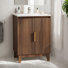 24'' Bathroom Vanity Basin Walnut U-Shelf With Ceramic Top