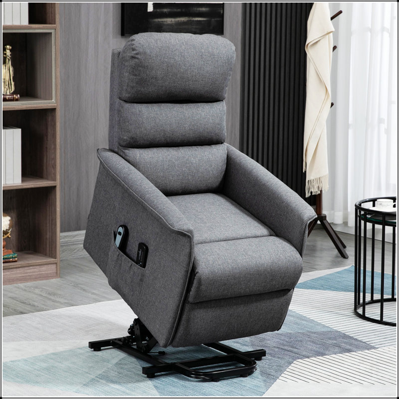 Power Lift Chair with Vibration Massage, Fabric Upholstered Recliner Chair for Elderly with Remote Control, Side Pockets, Grey