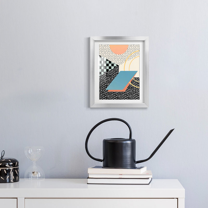 Modern Memphis II - Impression encadrée, H 28,5 po x l 20,5 po, Argent argent