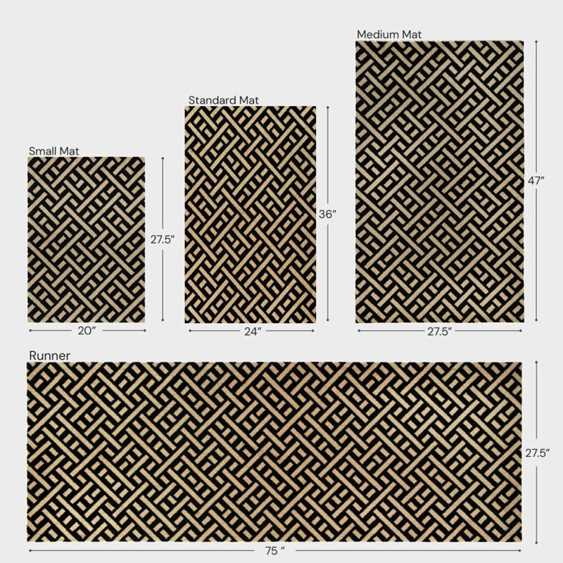 Tapis de couloir une pièce Trellis, L 28 po x L 75 po, Noir ; Crème
