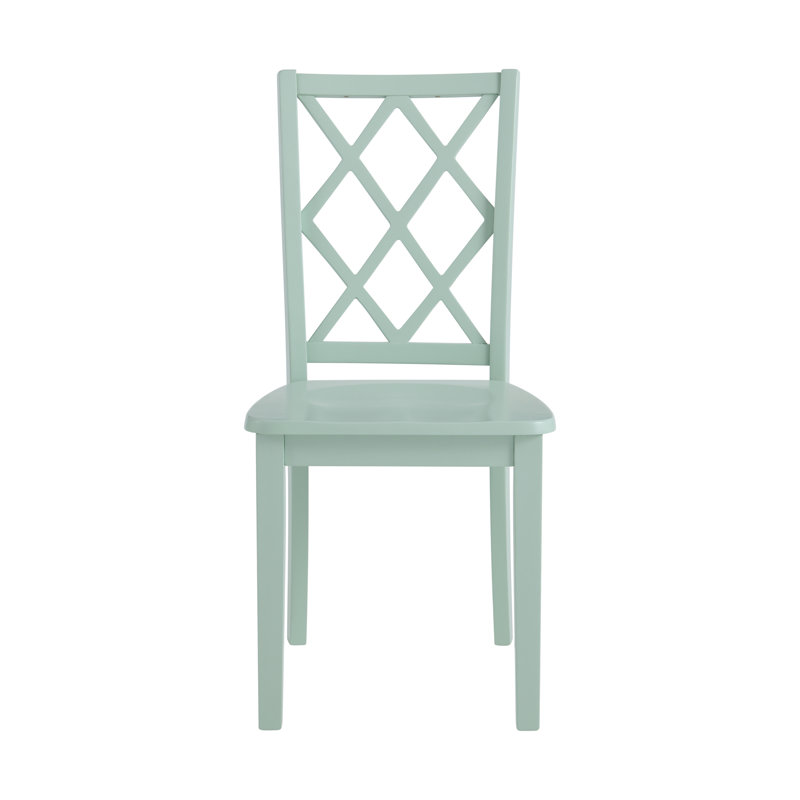 21" Wide Dining Chair with a Lattice Back, Green