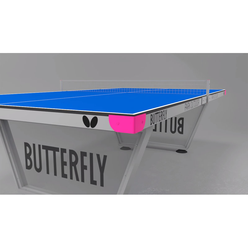 Butterfly Park Blue Outdoor Table Tennis Table with Galvanized Steel Frame