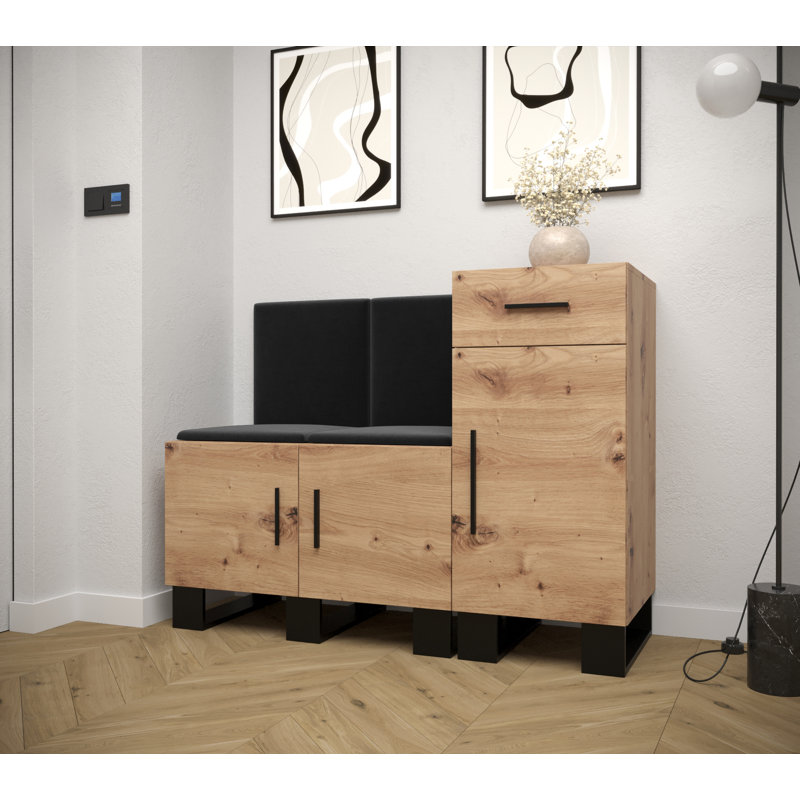 12 Pair Shoe Storage Cabinet, Brown/Black