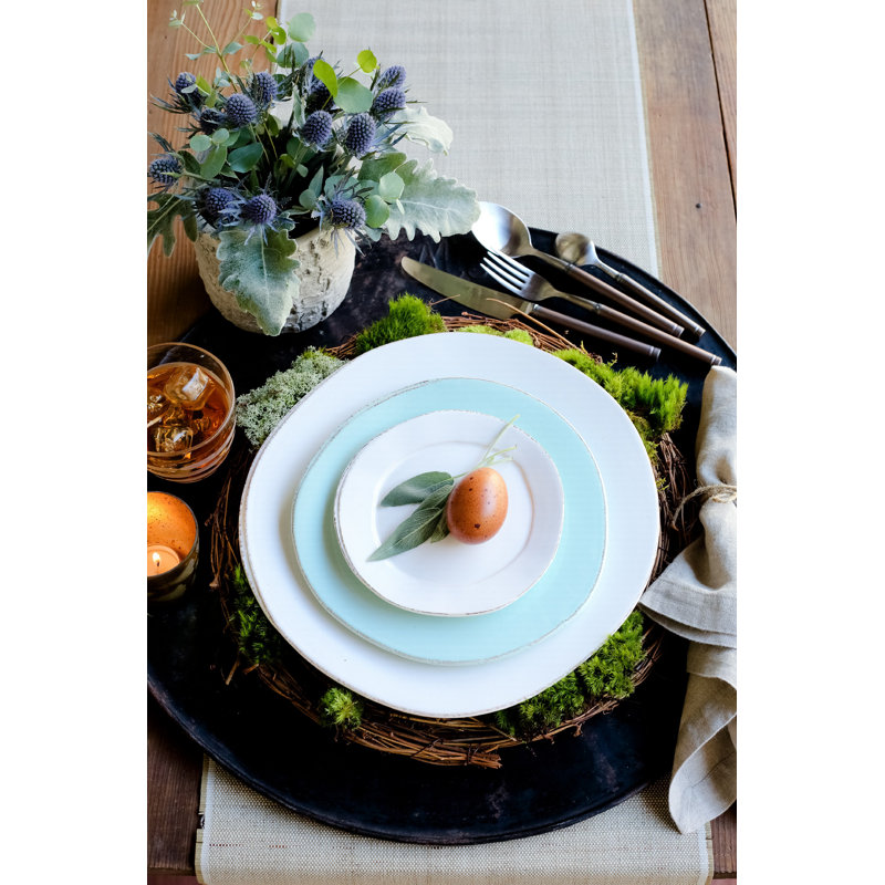 Lastra Handmade Stoneware Appetizer Plate, Aqua
