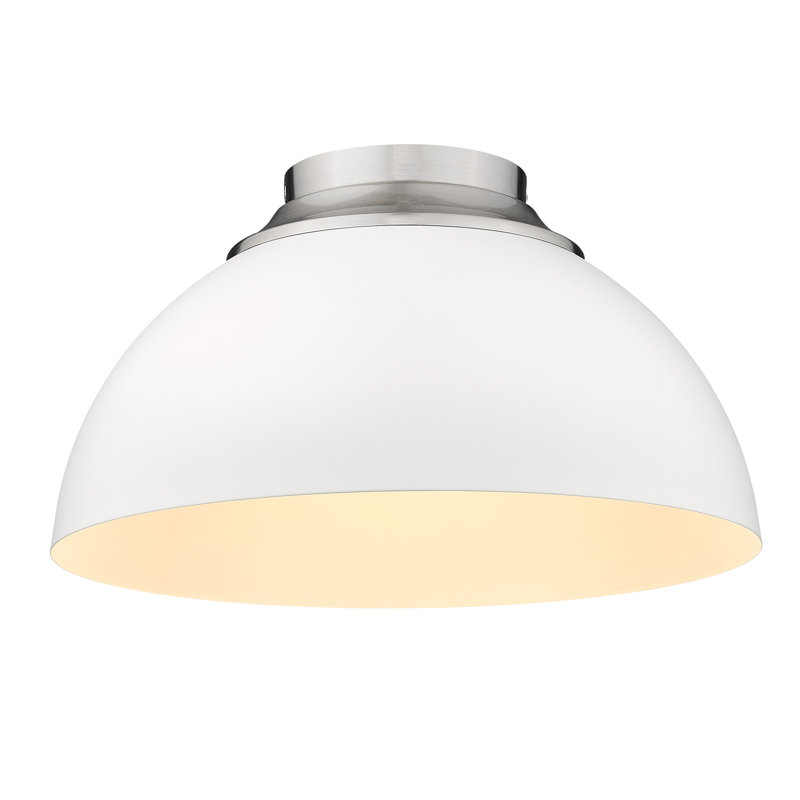 Ringwood Steel Flush Mount, Pewter, Matte White