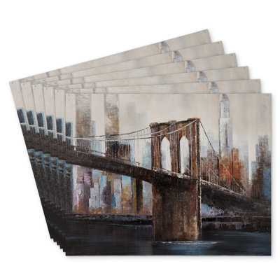 Urban Brooklyn Bridge Polyester Kundra Set of 6 - Home Decor