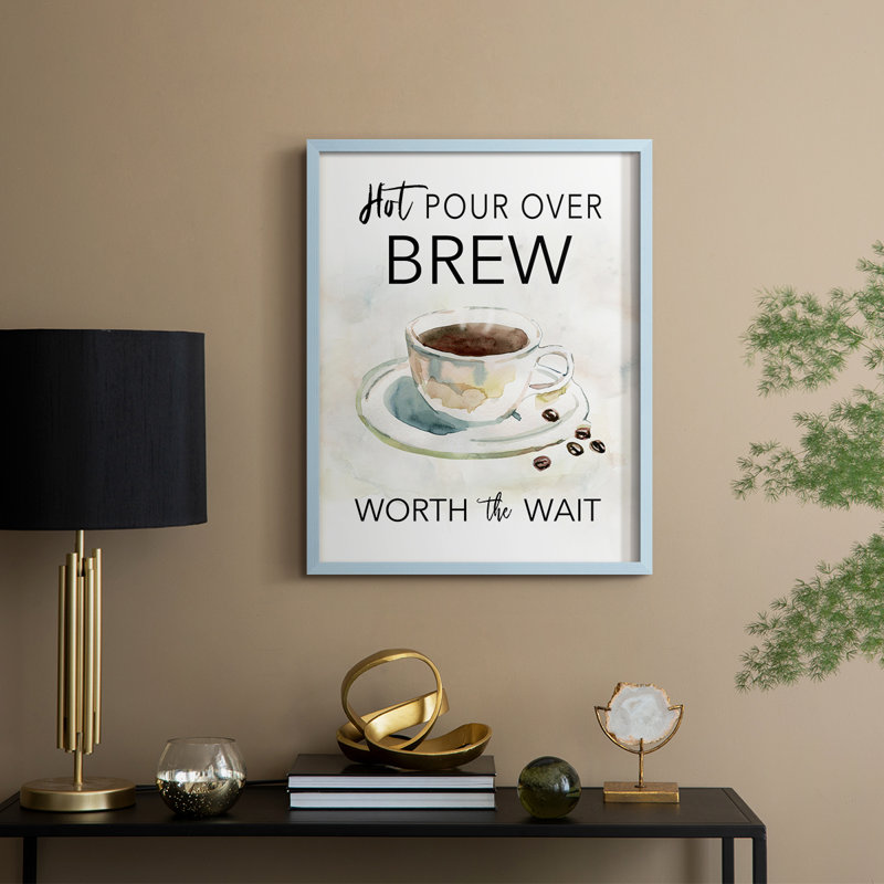 «Hot Pour Over Brew», reproduction encadrée - bois massif, H 11 po x l 9 po, Bleu