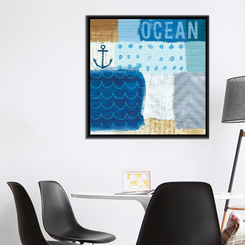 « beachscape series : collage ii », reproduction d’impression sur toile, H 18 po x l 18 po x P 1,5 po, Toile avec cadre noir
