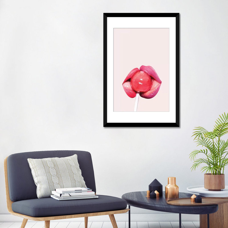 «Lollipop», impression sur toile, H 24 po x l 16 po x P 1 po, Papier d'art encadré noir, Blanc