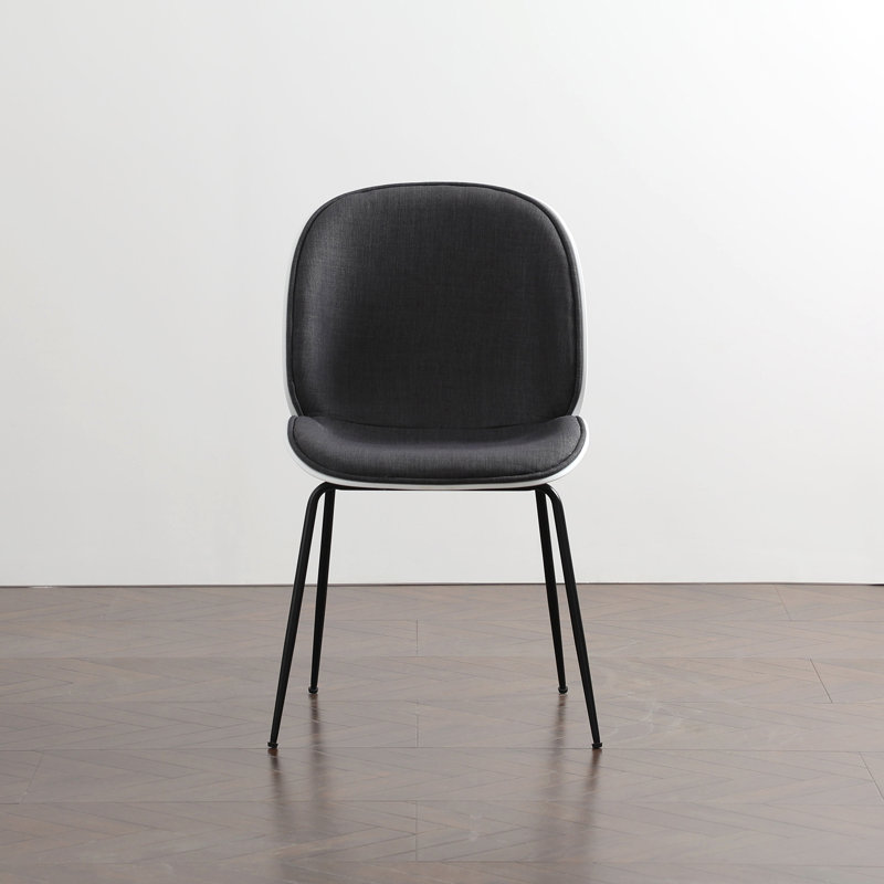 17.5'' H Velvet Upholstered Side Chair, White/Gray