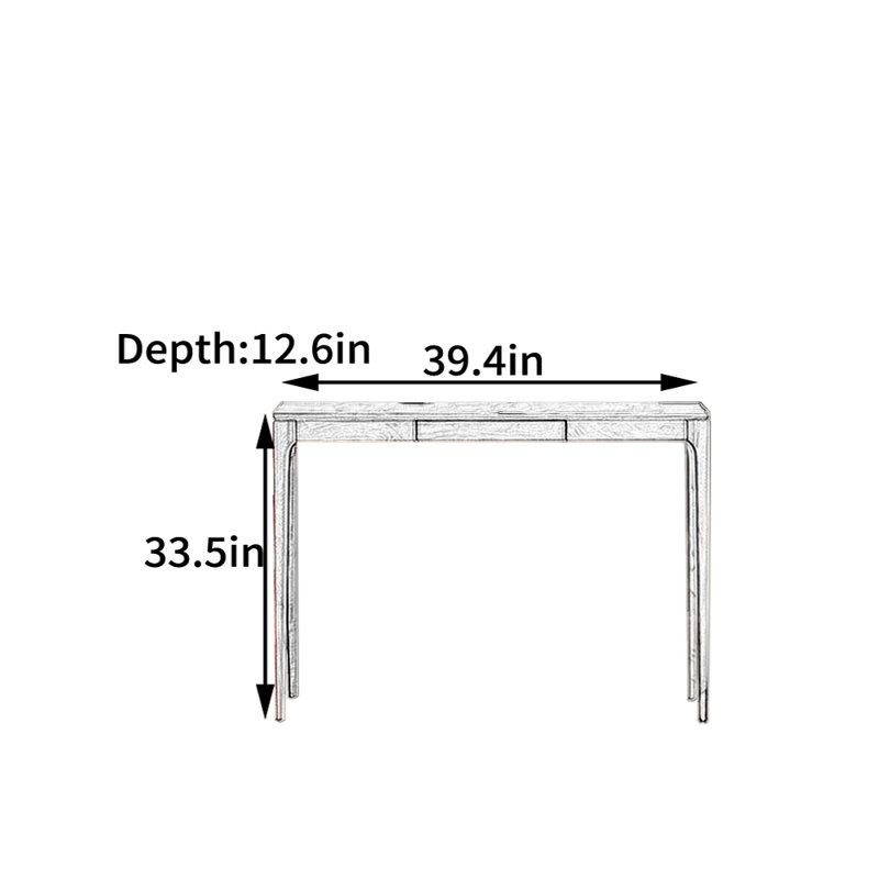 Console de hall d'entrée en noyer noir, H 33,5 po x l 39,4 po x P 12,6 po
