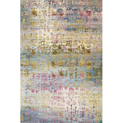 Flachgewebe-Teppich Lomeli aus Baumwolle in Braun/Rosa/Blau