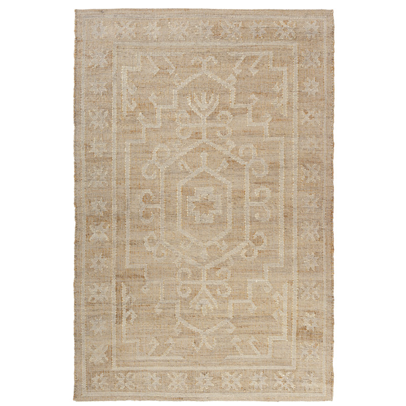 Laverle Hand Woven Medallion Jute Rug, Ivory, Rectangle 7'9" x 9'9"