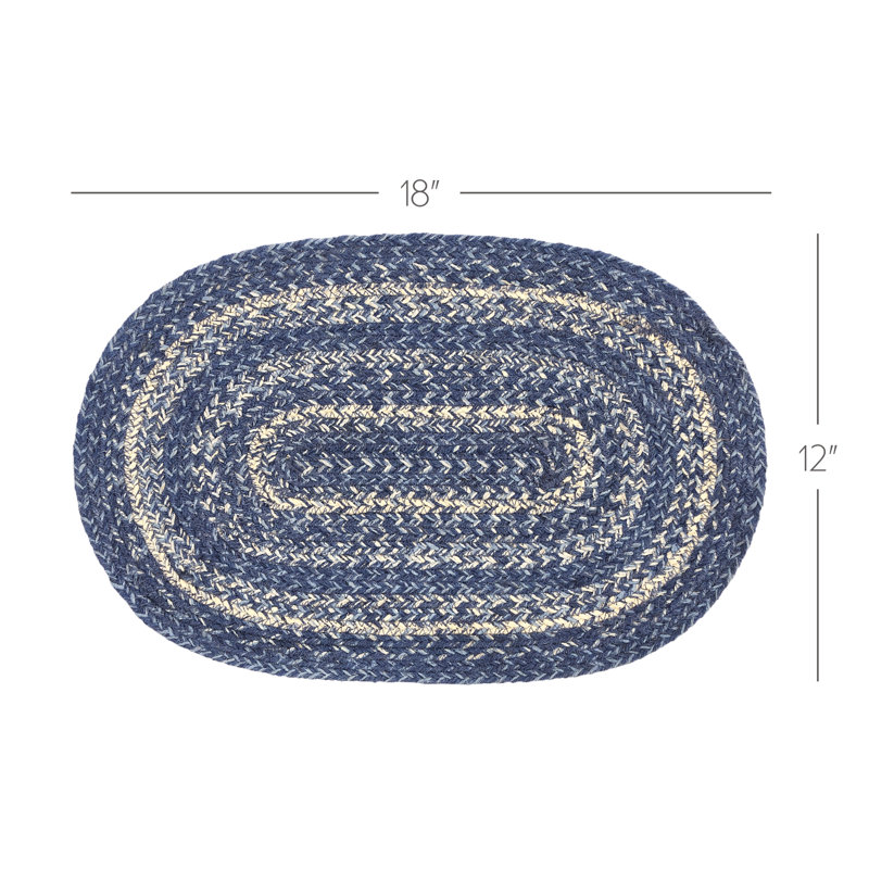 Birtwhistle Geometric Oval Placemat, Indigo/Powder Blue/Cream