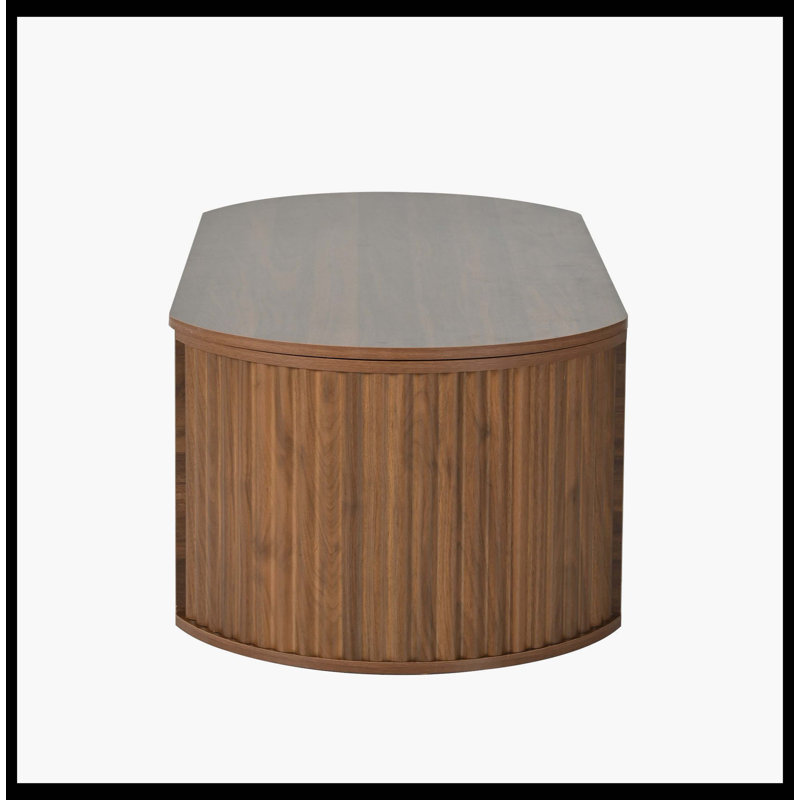 Table basse à plateau relevable de 47,2 po avec compartiment caché, table centrale en bois partiellement assemblée, plateau de table ovale moderne pour le salon