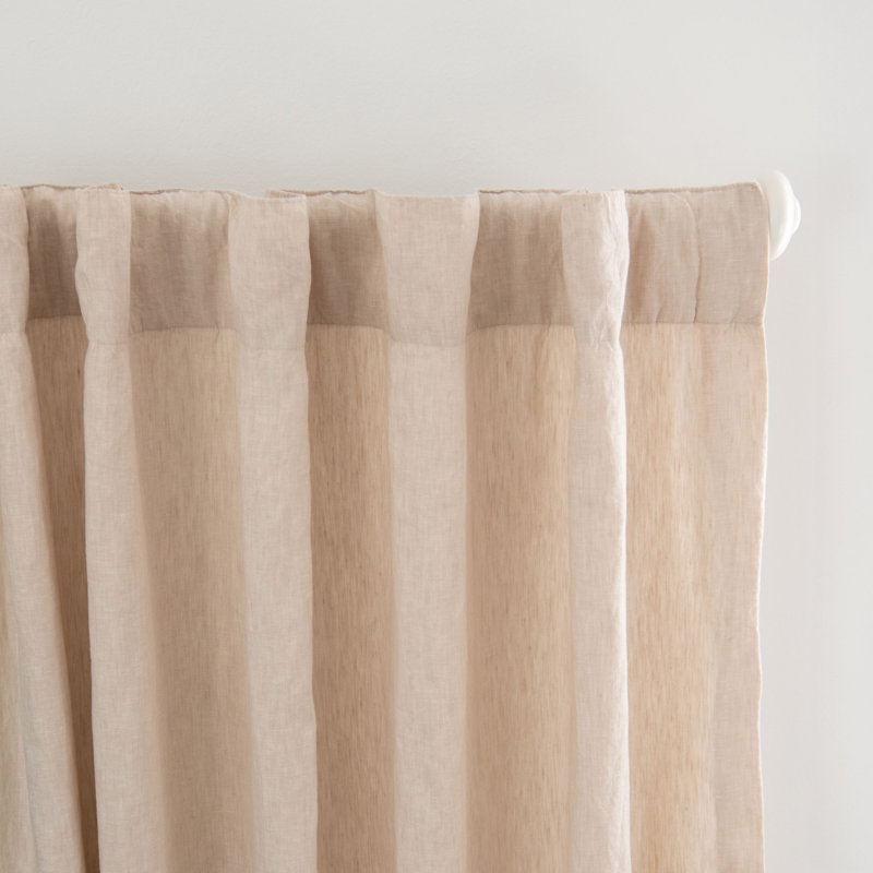 100% French Linen Curtain Set, 50" W x 84" L, Putty Heather