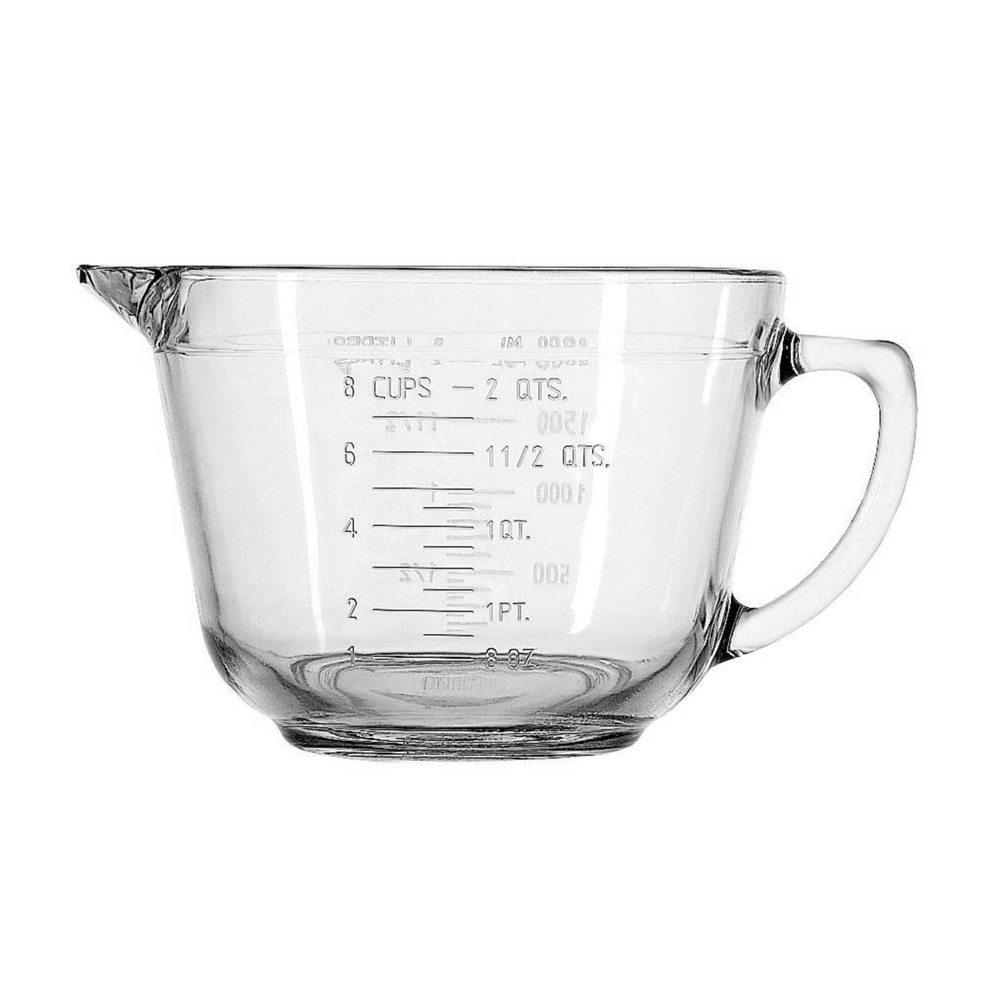 Anchor Hocking 77898 Measuring Cup Batter Bowl with Spout, Glass, 8-Cup