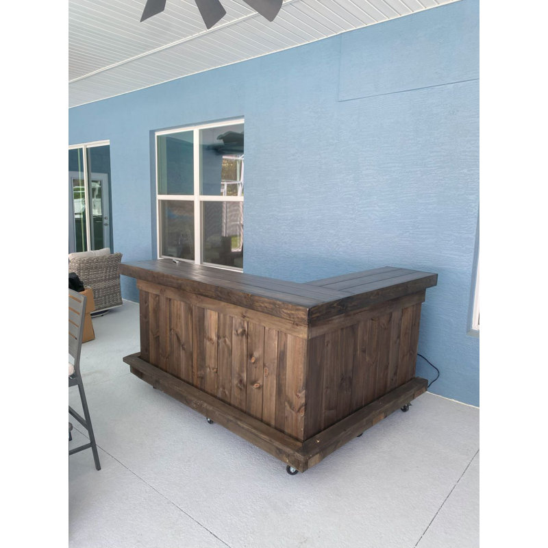 7ft L-Shaped Bar Counter, Indoor Outdoor Reception Desk, Cash Wrap for Home or Commercial Use