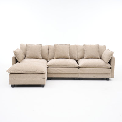 Coffee Multi-functional Sofa With Storage, Wood & Fabric, Modern Style For Compact Homes