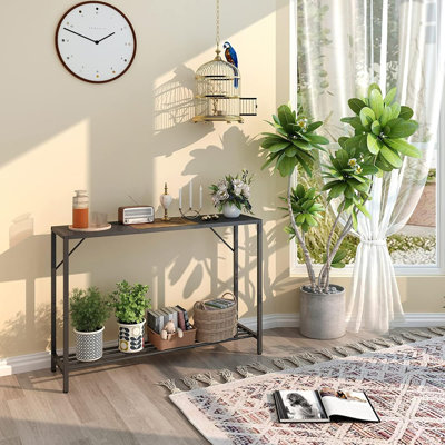 Console Table, 41.7" Industrial Entryway Table With Sh...