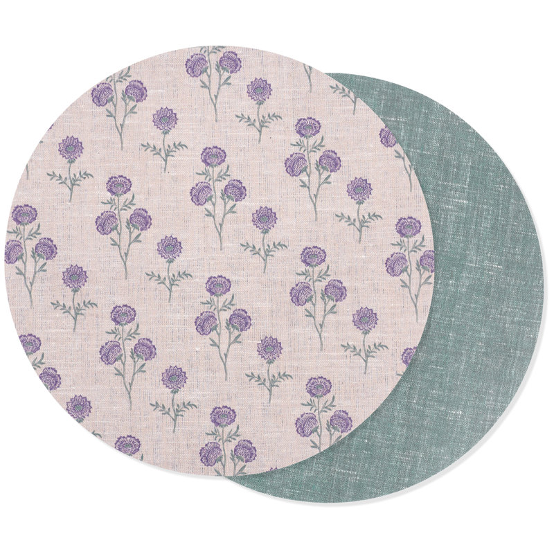 Ensemble de 4 napperons réversibles en vinyle Riviera - sauge à motif floral, Sage Floral